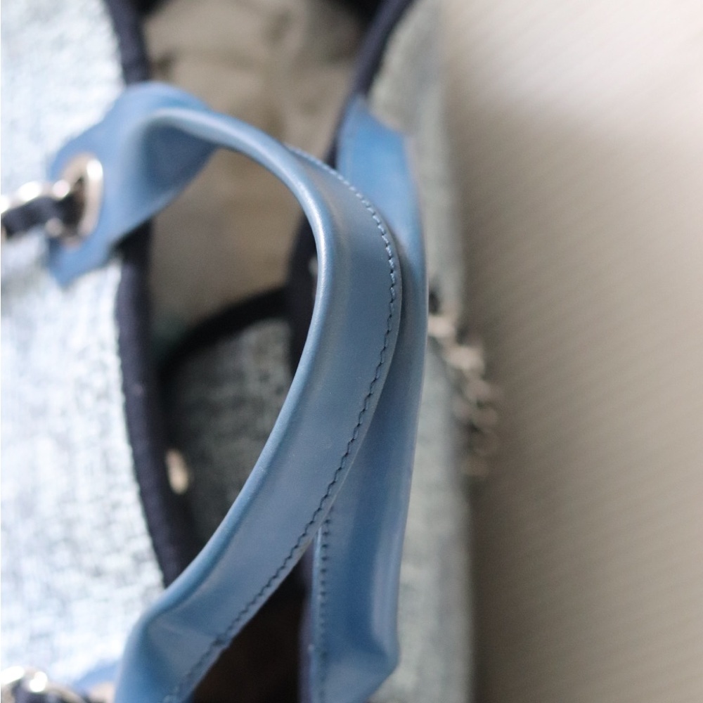 CHANEL Woven Straw Raffia Medium Deauville Tote Blue - Picture 7 of 11